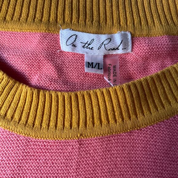 On The Road... Women’s Long Sleeve Rainbow Knit Sweater size M/L, Pink Blue - Picture 4 of 6